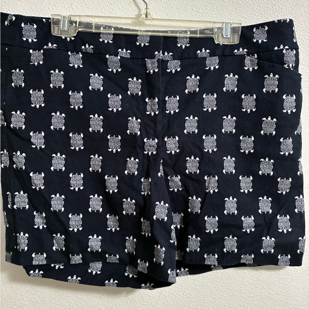 Ann Taylor LOFT Riviera Shorts Navy Sea Turtles Size 14